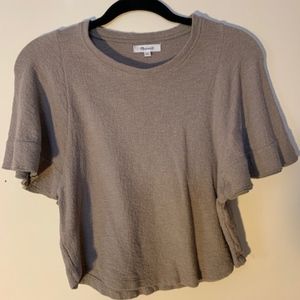 Madewell olive crop flowy shirt